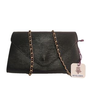 VI 0936 Authentic vintage LOUIS VUITTON noir epi leather art deco clutch